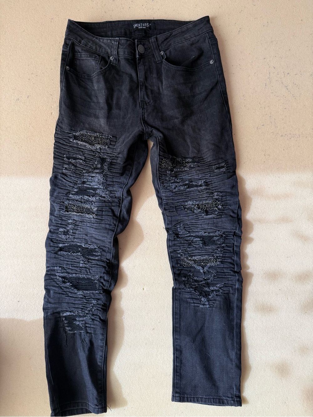 Smoke & Ash Black Distressed Men’s Jeans